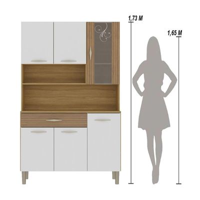 Armário De Cozinha Compacta Mdf 6 Portas Golden Plus Freijó-supremo-com Ripado
