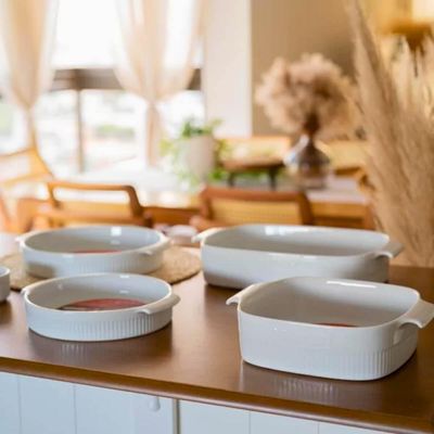6 Travessas Porcelana Branca 2,5L 30x21cm Germer Restaurantes Buffets Assar e Servir