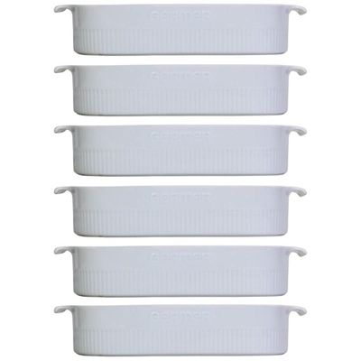 6 Travessas Porcelana Branca 2,5L 30x21cm Germer Restaurantes Buffets Assar e Servir