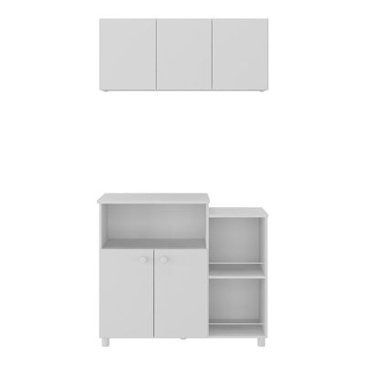Kit Armário De Cozinha Aéreo 93cm Com Balcão Multiuso Fruteira Multimóveis Mp2283 Branco
