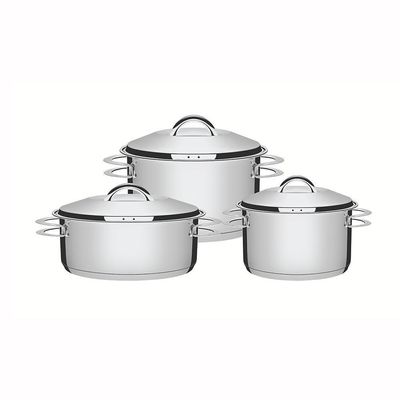 Jogo De Panelas Solar Em Aço Inox Com Fundo Triplo Indução 3 Peças - Tramontina 65510740