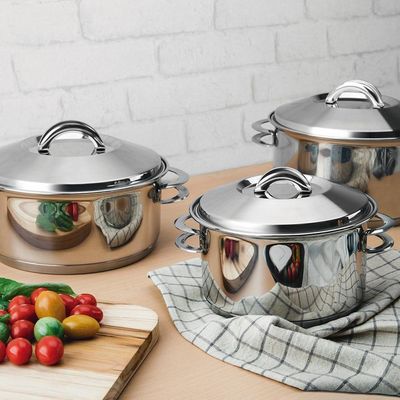 Jogo De Panelas Solar Em Aço Inox Com Fundo Triplo Indução 3 Peças - Tramontina 65510740
