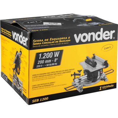 Serra Circular e de Esquadria de Bancada 220V SEB1200 Vonder 2 em 1 para Cortes em Madeira