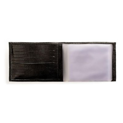 Carteira Masculina de Couro Lezard Preto U / Preto