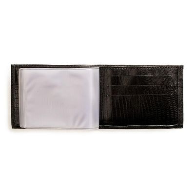 Carteira Masculina de Couro Lezard Preto U / Preto