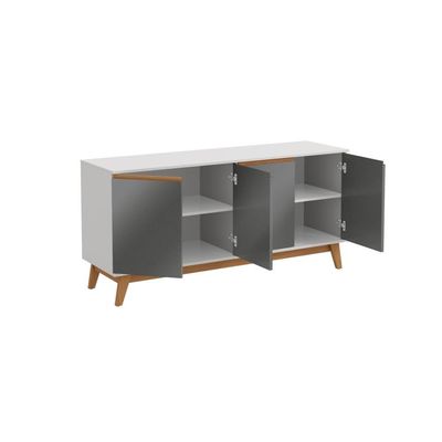 Aparador Kappesberg 4 Portas Branco/chumbo 156cm