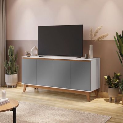 Aparador Kappesberg 4 Portas Branco/chumbo 156cm