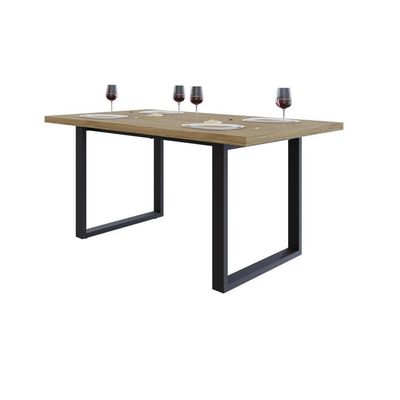 Mesa De Jantar Queens R 160x90x77cm Qemj9160r Vermont Oak - Est.preta Vermont Oak/est.preta