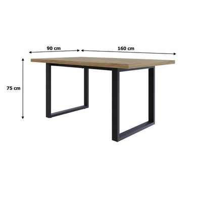 Mesa De Jantar Queens R 160x90x77cm Qemj9160r Vermont Oak - Est.preta Vermont Oak/est.preta