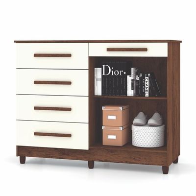 Cômoda Muskogee 5 Gavetas 2 Portas Imbuia Champagne