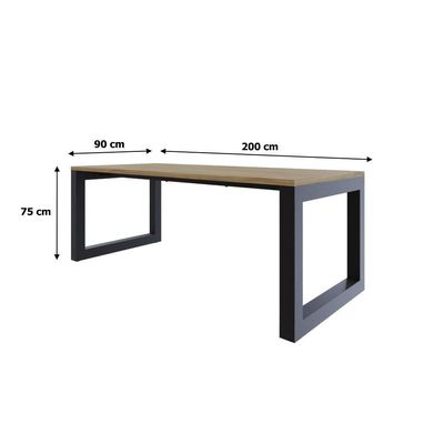 Mesa De Jantar Bronx 200x90x77cm Brmj9200 Vermont Oak - Est.preta Vermont Oak/est.preta