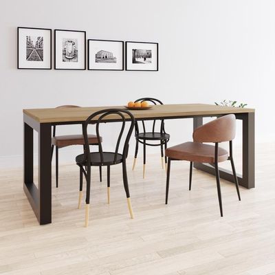 Mesa De Jantar Bronx 200x90x77cm Brmj9200 Vermont Oak - Est.preta Vermont Oak/est.preta