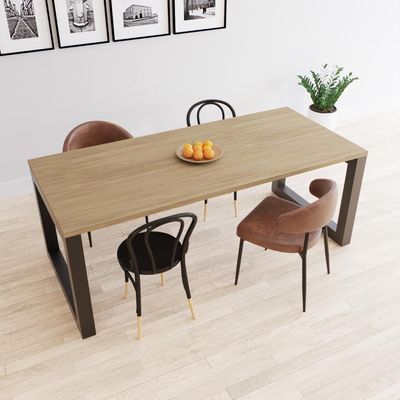 Mesa De Jantar Bronx 200x90x77cm Brmj9200 Vermont Oak - Est.preta Vermont Oak/est.preta