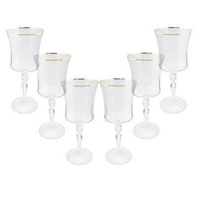 Jogo de taças para água cristal ecológico Bohemia Grace 300ml 6 peças ouro rim