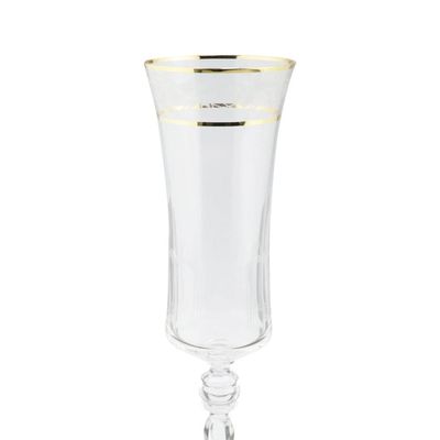 Jogo de taças champanhe cristal ecológico Bohemia Grace 190ml 6 peças ouro rim