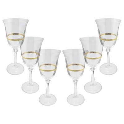 Jogo de taças para água cristal ecológico Bohemia Angela 350ml 6 peças ouro rim