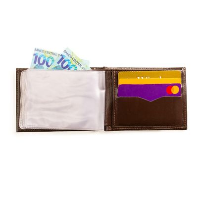 Carteira Masculina de Couro com Porta Cartão Freeway Café U / Marrom