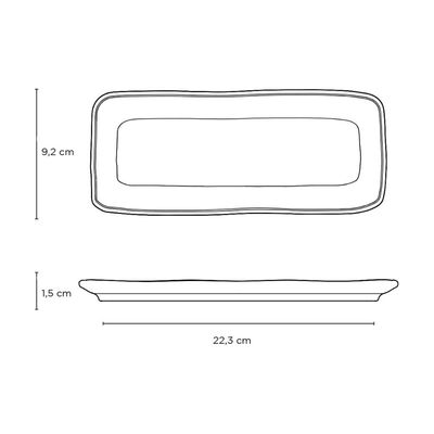 Travessa 22x9cm Orgânico Preto Fosco Cerâmica Comida Japonesa Aperitivos Porto Brasil