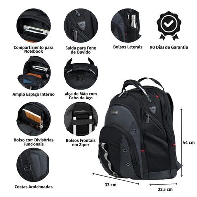 Mochila Grande Masculina para Notebook Katmandu U / Preto