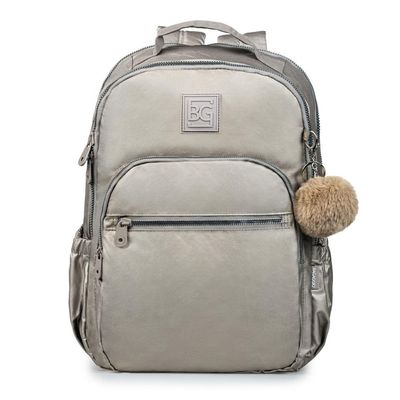 Mochila Escolar Juvenil Feminina Perolada Cinza U / Cinza