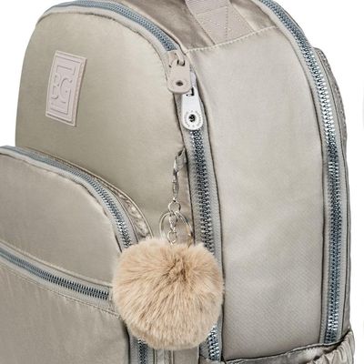 Mochila Escolar Juvenil Feminina Perolada Cinza U / Cinza