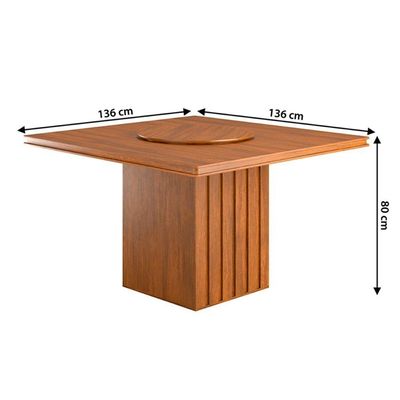 Kit Mesa De Jantar Santiago 136 Prato Giratorio E 6 Cadeiras Cinamomo nevoa Boucle