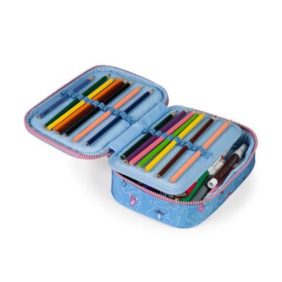 Estojo Escolar Feminino Stitch e Angel Azul U / Azul