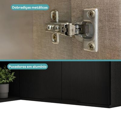 Armário Aéreo De Cozinha Miami 2 Portas Com Nicho De Canto Carraro Preto Touch