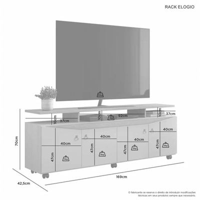 Rack Elogio Para Até 65" Jcm Movelaria Off/cinamomo