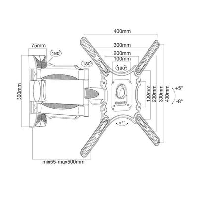 Suporte Articulado Tv 26 A 65 De Parede Sav-4401 Aquário