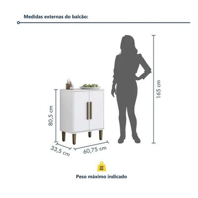 Balcão 2 Portas Lorena Kaiki Móveis - Branco