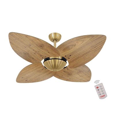 Ventilador De Teto Dourado 4 Pás Rádica Freijó 127V 110V