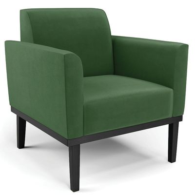 Sofá Namoradeira E 1 Poltrona Base Madeira Preto Maressa Suede Verde - Ibiza