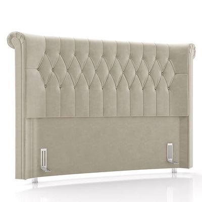 Cabeceira Cama Casal King 195cm Dust P02 Veludo Bege - Mpozenato