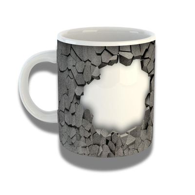 Caneca De Porcelana 325ml Com Design 3d Exclusivo Pedras