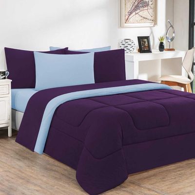 Kit Edredom Malha 100% Algodão Gran Moratta 2 Peças Solteiro - disponível em tonalidade Roxo -azul Bebê