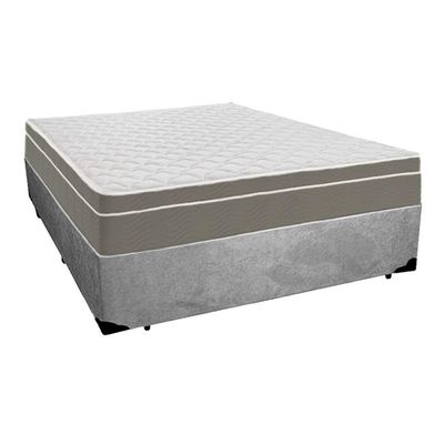 Cama Box Casal Suede + Colchão Serene Molas Ensacadas 138x188x65 Cinza