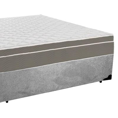Cama Box Casal Suede + Colchão Serene Molas Ensacadas 138x188x65 Cinza