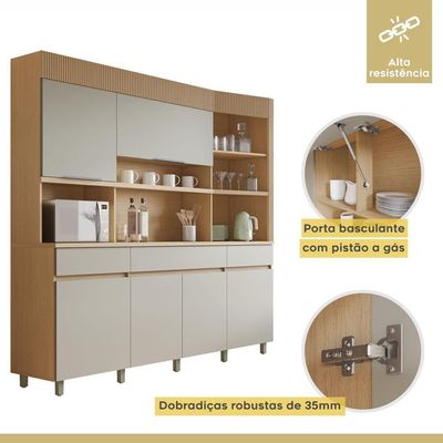 Cozinha Realeza 6 Portas 3 Gavetas 100% Mdf Realeza Carvalho/greige Nesher Carvalho/greige