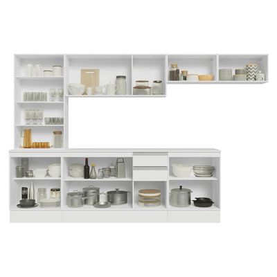 Armário De Cozinha Completa 100% Mdf 300 Cm Smart Madesa 04 Branco
