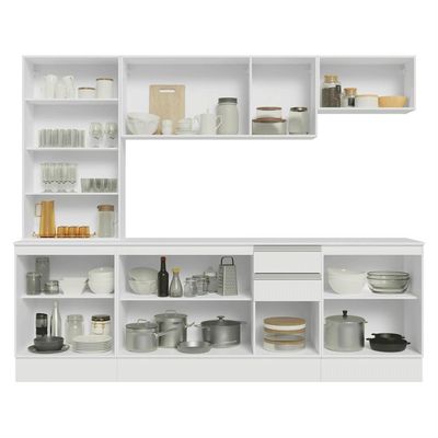 Armário De Cozinha Completa 100% Mdf 240 Cm Smart Madesa 01 Branco