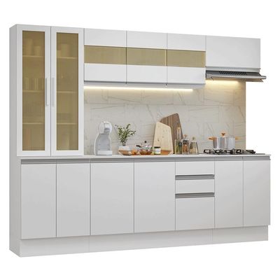 Armário De Cozinha Completa 100% Mdf 240 Cm Smart Madesa 01 Branco