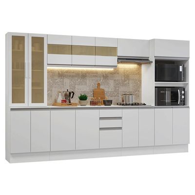 Armário De Cozinha Completa 100% Mdf 310 Cm Smart Madesa 03 Branco