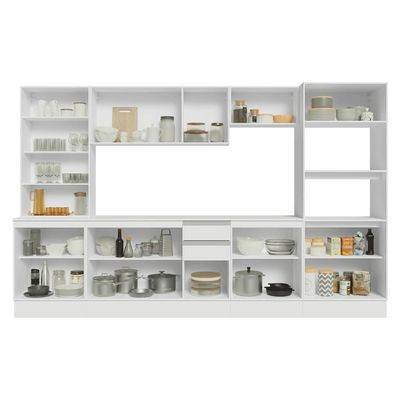 Armário De Cozinha Completa 100% Mdf 310 Cm Smart Madesa 03 Branco