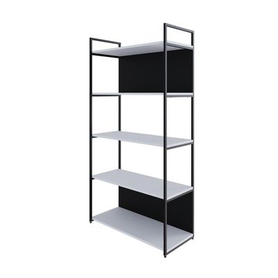 Estante C/05 Prateleiras 152x80x33cm C/fundo Yon Branco Tx/est.preta Branco Tx/est.preta