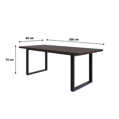 Mesa De Jantar Queens R 200x90x77cm Qemj9200r Terracota - Est.preta Terracota/est.preta
