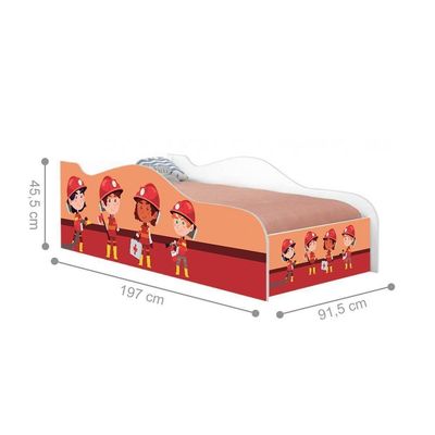 Cama Carro Fun Adesivada Tropa Bombeiros Solteiro