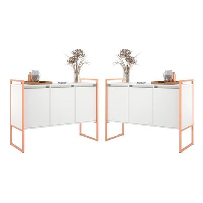 Aparador Estilo Industrial Buffet Com 3 Portas 2 Unidades