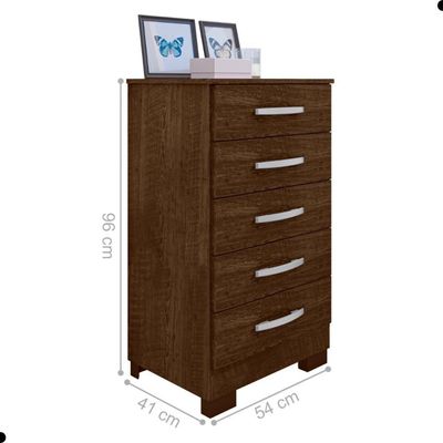 Cômoda Moderna Com 5 Gavetas Areal Malbec