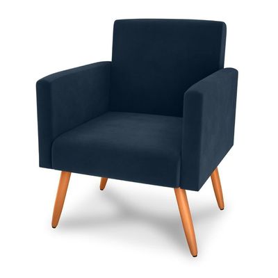 Poltrona Para Decoração Sara Veludo Azul